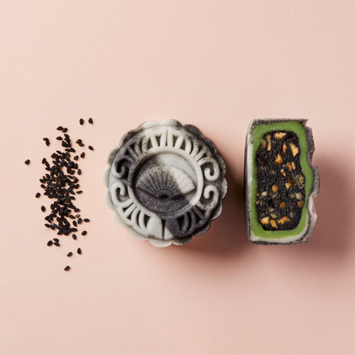 Snowskin Mooncake - Black Sesame, Dried Fruits and Pandan Lotus Paste